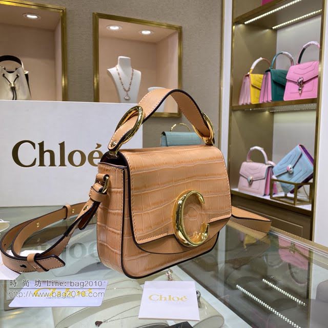 Chloe女包 克洛伊經典C Bag鱷魚壓紋手袋 Chole手提肩背斜挎包  jjh1359